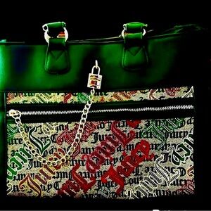 Juicy Couture Black Bag with Embroidered Script With Gold Chain Accent